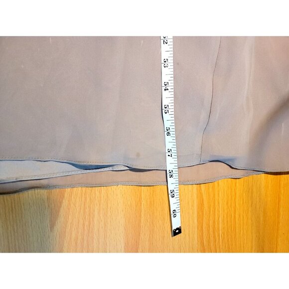 Azazie Bridesmaid Dress A10 Long Lace Pleated Romantic Taupe Chiffon Flowy Femme - Picture 7 of 16